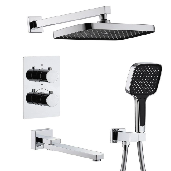 N87 chrome and black concealed shower set, stock