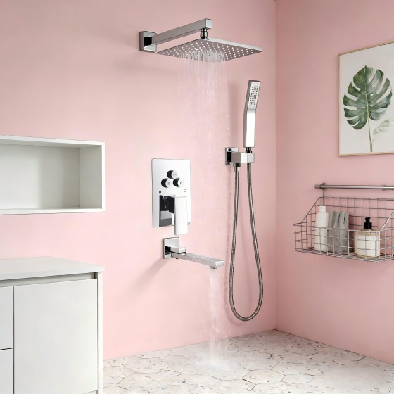 N85 chrome and black concealed shower set, stock