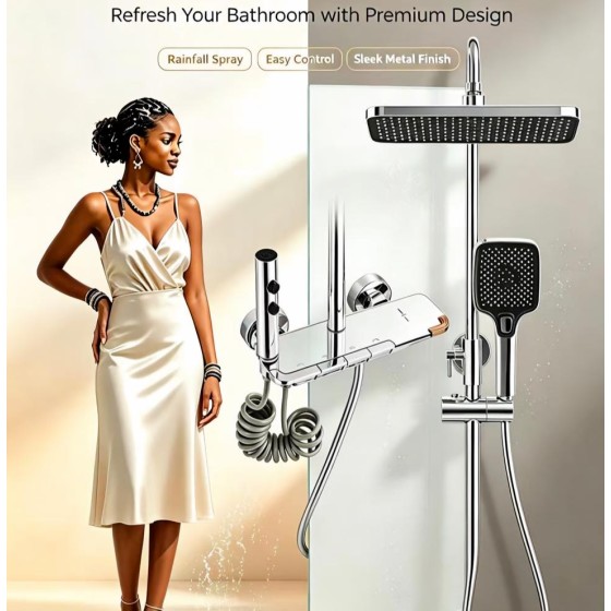 CH07 Chrome and gray shower set ,STOCK