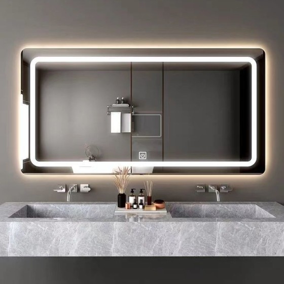 T123  120*70CM LED mirror , white and 3light