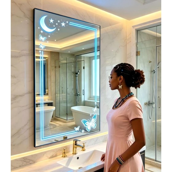 T35 60*80 MIRROR,stars shine,roses bloom-our love glows in blue,stock