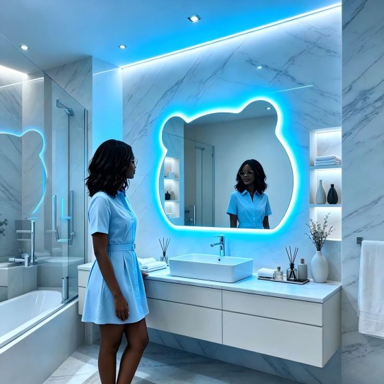 T128-NGN 80×60 led mirror,and light(Warm colors, white, blue),With back panel STOCK